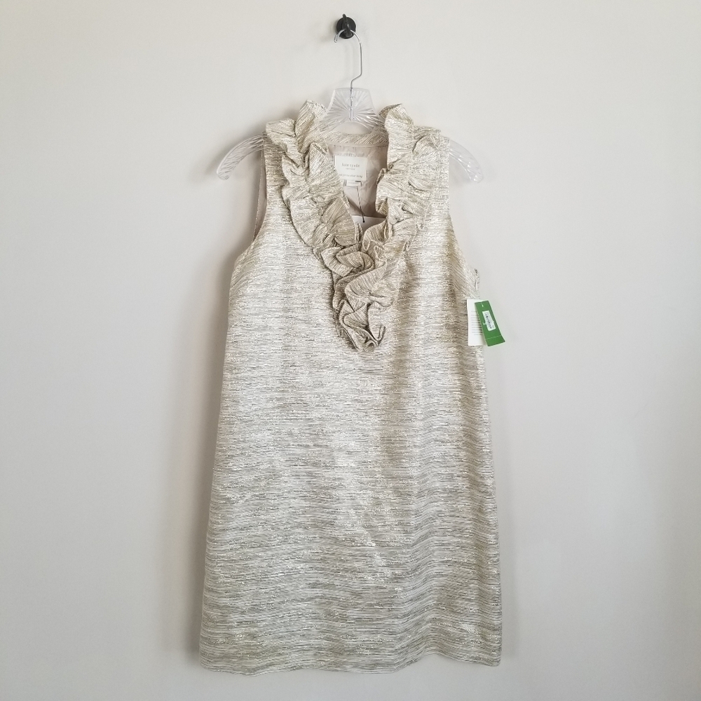 Kate Spade Lucille Shift Dress Gold Metallic Size 4 NWT